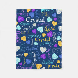 宝石ハート名前をカスタムするカラフル結晶 フリースブランケット