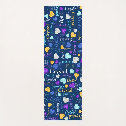 宝石ハート名前をカスタムするカラフル結晶 ヨガマット (正面)