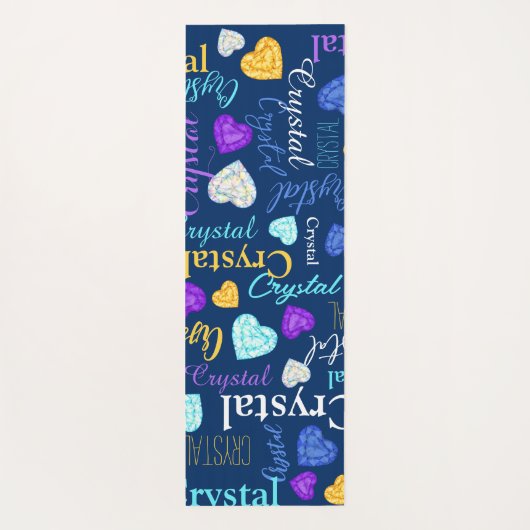 宝石ハート名前をカスタムするカラフル結晶 ヨガマット (裏面)