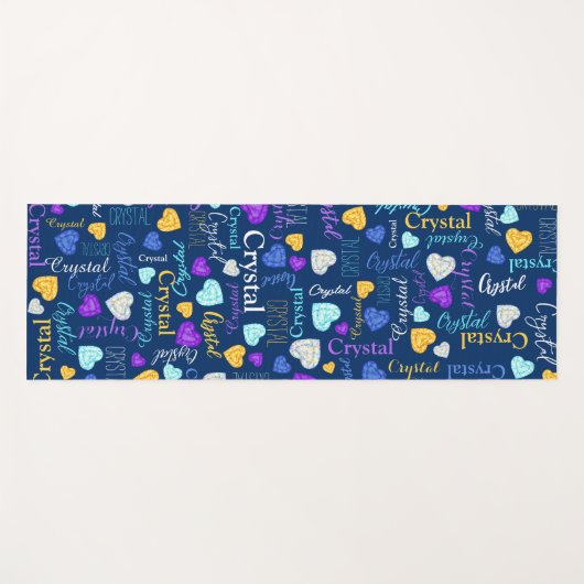 宝石ハート名前をカスタムするカラフル結晶 ヨガマット (正面(横))