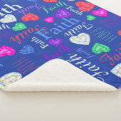 宝石ハート名前をカスタムする信仰カラフルブルー シェルパブランケット (3/4)