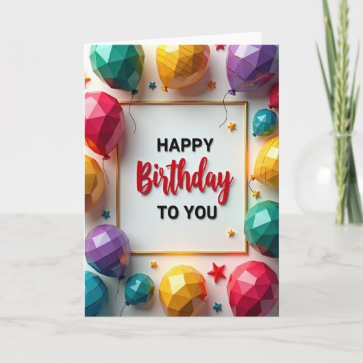 宝石バルーン誕生日カード カード (正面)