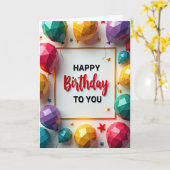 宝石バルーン誕生日カード カード (黄色い花)