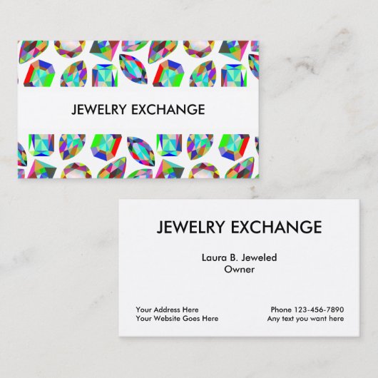 宝石パターンジュエリーのテーマ 名刺 (正面/裏面)
