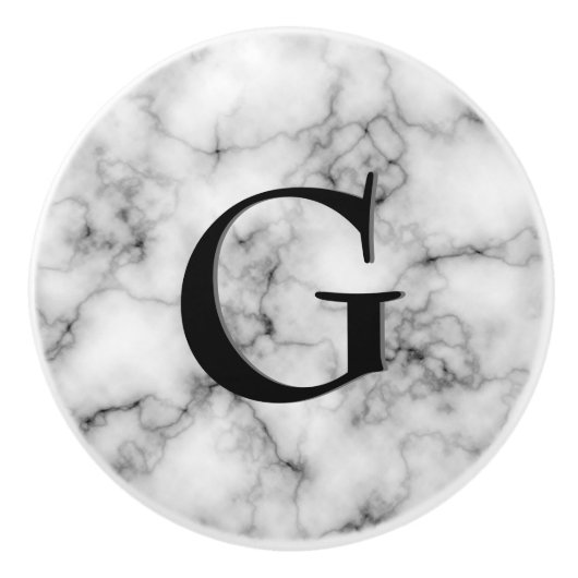 宝石パターン、灰色/灰色の大理石及び黒いオニックス セラミックノブ (正面)