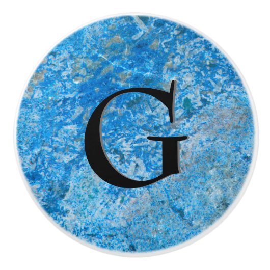 宝石パターン、青い花こう岩及び黒いオニックス セラミックノブ (正面)