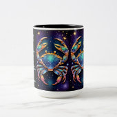 宝石パーソナライズされた銀河系〔占星術の〕十二宮図がん ツートーンマグカップ (中央)