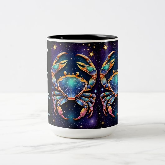 宝石パーソナライズされた銀河系〔占星術の〕十二宮図がん ツートーンマグカップ (中央)