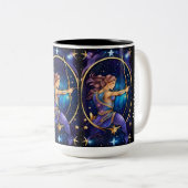 宝石パーソナライズされた銀河系〔占星術の〕十二宮図射手座 ツートーンマグカップ (正面右)