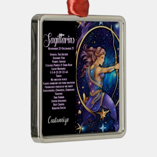 宝石パーソナライズされた銀河系〔占星術の〕十二宮図射手座 メタルオーナメント (右)