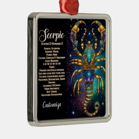 宝石パーソナライズされた銀河系〔占星術の〕十二宮図蠍座 メタルオーナメント (右)