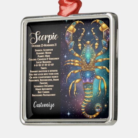 宝石パーソナライズされた銀河系〔占星術の〕十二宮図蠍座 メタルオーナメント (左)