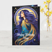 宝石パーソナライズされた銀河系〔占星術の〕十二宮図《星座》乙女座 カード (黄色い花)