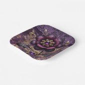 宝石パープルフローラパーティープレート ペーパープレート (傾斜あり)