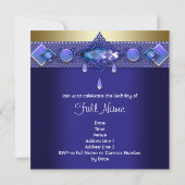 宝石パープルブルー王室の金ゴールド誕生会 招待状 (裏面)