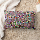 宝石ファンキー調のモザイクタイル模様 ランバークッション (ブランケット)