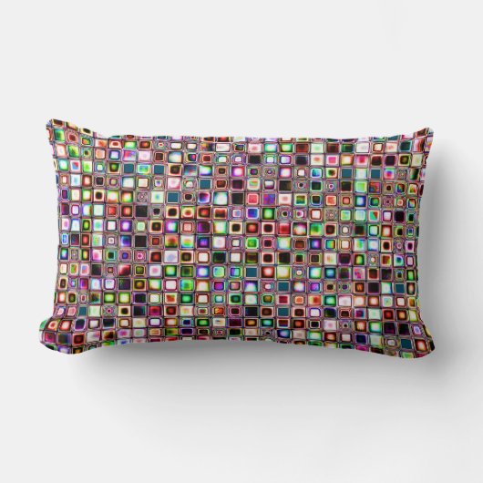 宝石ファンキー調のモザイクタイル模様 ランバークッション (正面)