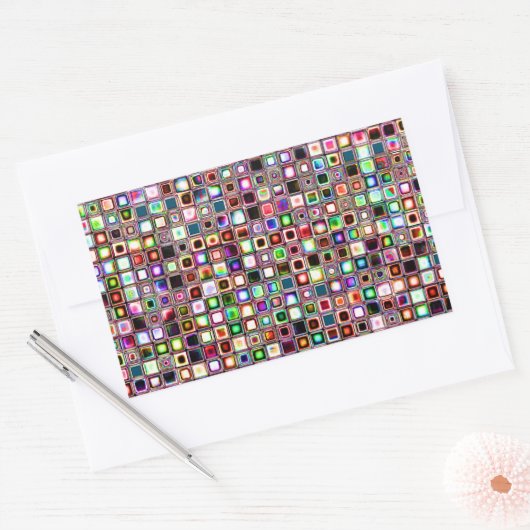 宝石ファンキー調のモザイクタイル模様 長方形シール (封筒)