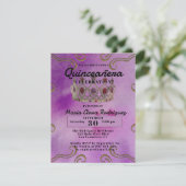 宝石ファンシー付きクラウンオンピンクキンセニェラ招待状 招待状 (スタンド正面)