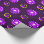 宝石ファンシー付き紫色の花 ラッピングペーパー (角)