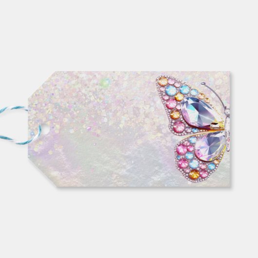宝石フェイク蝶ギフトラベル ギフトタグ (裏面横)