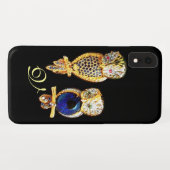 宝石フクロウ,金ゴールド,ブルーサファイア,トパズ Case-Mate iPhoneケース (裏面(横))