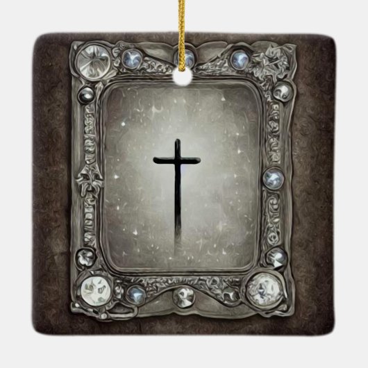 宝石フレームクロス セラミックオーナメント (裏面)