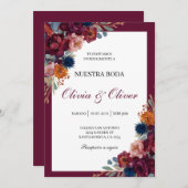 宝石フローラスペインの結婚の 招待状 (正面/裏面)