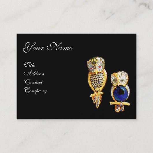 宝石フール，金ゴールド，ブルーサファイア，トパズホワイトパール 名刺 (正面)