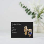 宝石フール，金ゴールド，ブルーサファイア，トパズホワイトパール 名刺 (スタンド正面)