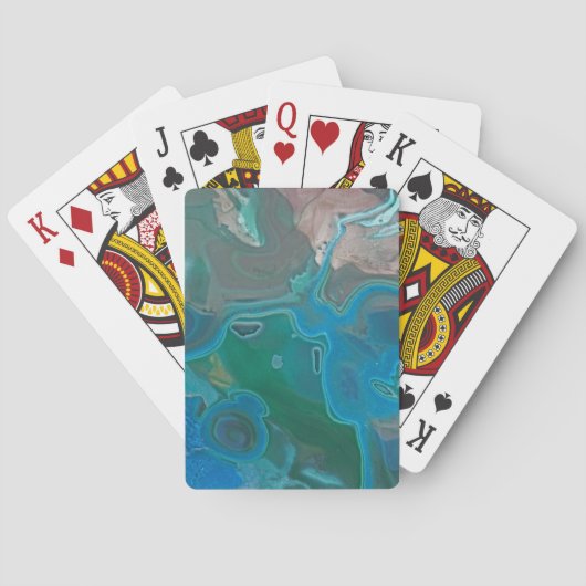 宝石ブルーグリーンスワール研磨石自然 トランプ (裏面)