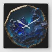 宝石ブルーサファイアクリスタルロック スクエア壁時計 (正面)