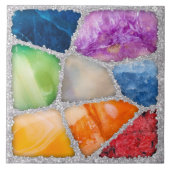 宝石モザイクコラージュの結晶クラスター タイル (正面)