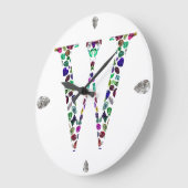 宝石モノグラム文字W ラージ壁時計 (傾斜)