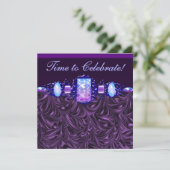 宝石ラベンダーパープルバースデーパーティー 招待状 (スタンド正面)