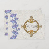 宝石ラベンダー葉ズウェディングRSVP 出欠カード (正面/裏面)