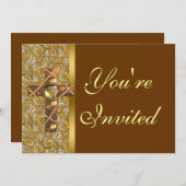 宝石付きのキリスト教クロスパーティー招待状 招待状 (正面/裏面)