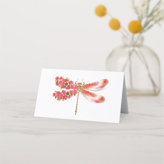 宝石付きの桜の花とトンボ ロイヤリティカード (正面)