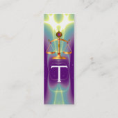 宝石付きの法の天秤のゴールドスケール スキニー名刺 (裏面)