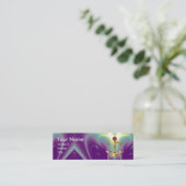 宝石付きの法の天秤のゴールドスケール スキニー名刺 (スタンド正面)