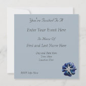 宝石付きブルーフラワーパーティの招待状 招待状 (裏面)