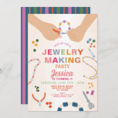 宝石作り工芸品誕生日ビーディングジュエリー 招待状 (正面/裏面)