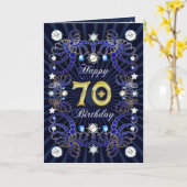 宝石入りの70歳の誕生日カード カード (黄色い花)