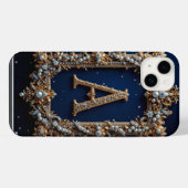 宝石入りゴールド装飾文字A iPhoneケース (裏面横)