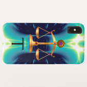 宝石入り法律の金色のはかり モノグラム Case-Mate iPhoneケース (裏面(横))