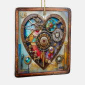 宝石及びステンドグラスハートスチームパンクシリーズ セラミックオーナメント (右)