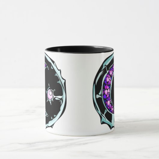 宝石図解入りの、写真付きの三日月と星。 マグカップ (中央)