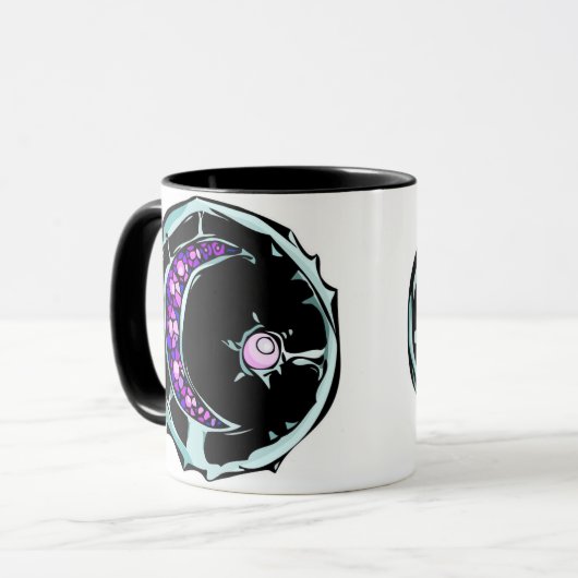 宝石図解入りの、写真付きの三日月と星。 マグカップ (正面左)