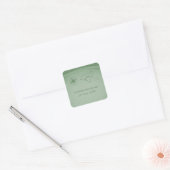宝石地図結婚式用シール、緑 スクエアシール (封筒)