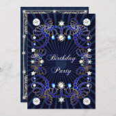 宝石塊の誕生日パーティー招待状 招待状 (正面/裏面)